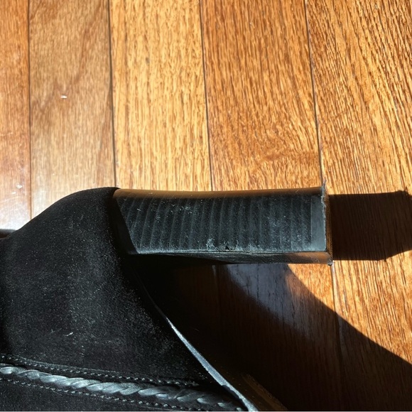 Vintage Nine West Black Suede Knee-High Boots with Fringe festival size 8 - Picture 7 of 12